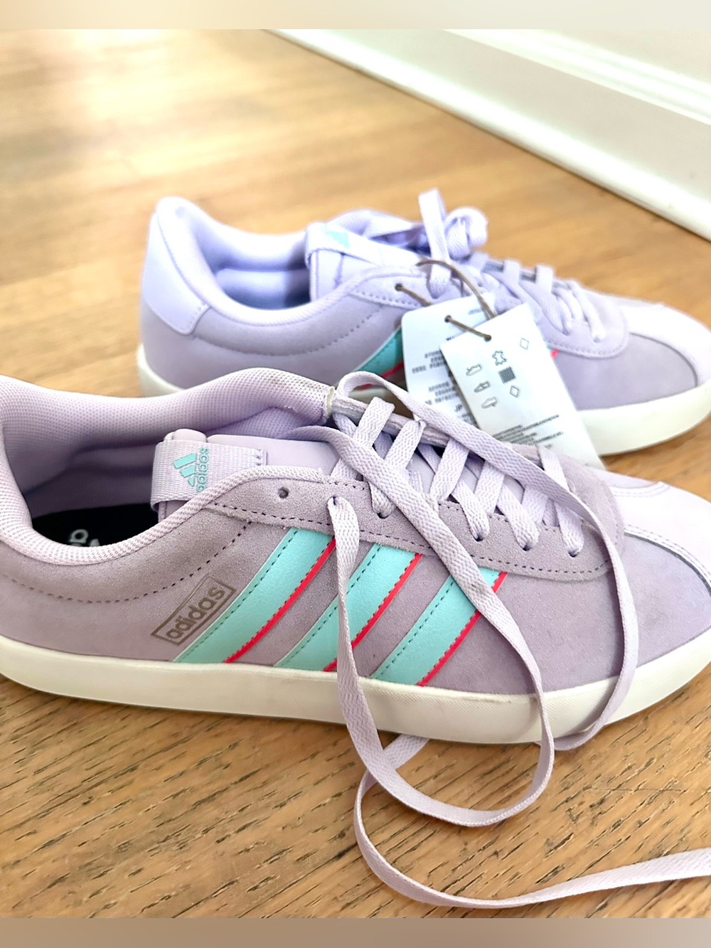 Adidas VL Court 3.0 Women’s Size 9.5 Suede Skate Shoes Lavender Aqua Red IF4468
